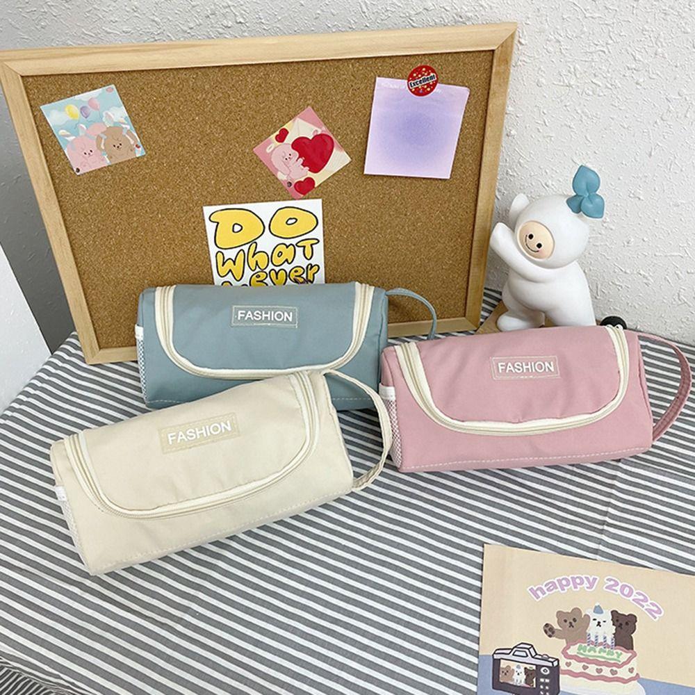 Washable Pen Bag Simple Storage Bag School Supplies Canvas Estuche  Student