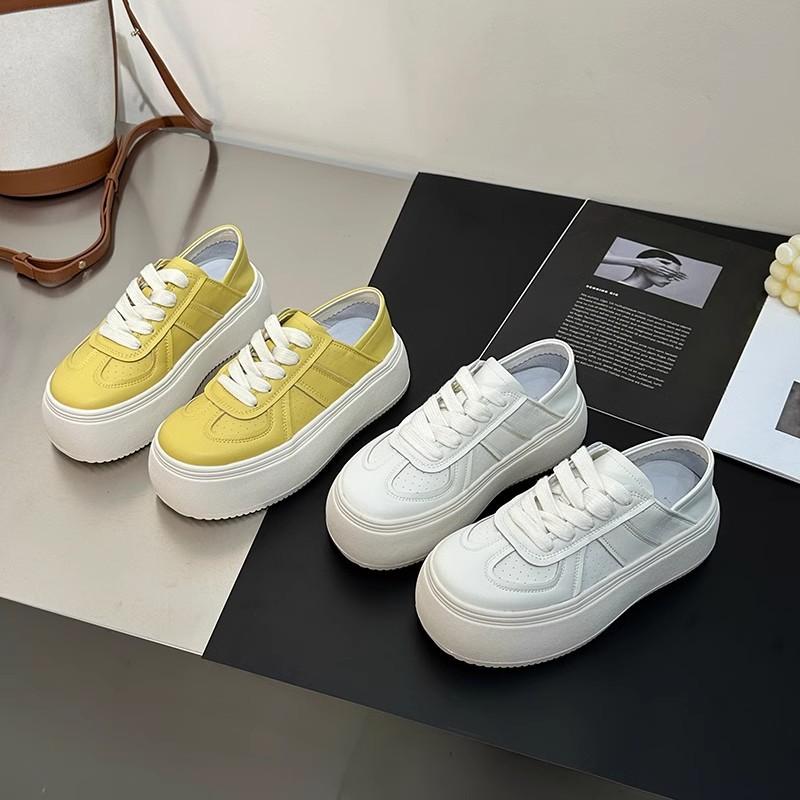 Cowhide Version~ Genuine Leather Board Shoes Women's Thick-soled Heightening White Shoes Children's 2025 Spring and Summer New Leisure Sports Shoes