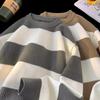 Women's Striped Crew Neck Sweater, 2025 Autumn Winter, Plus Size, Loose Fit, Lazy Style, Long Sleeve Knit Pullover