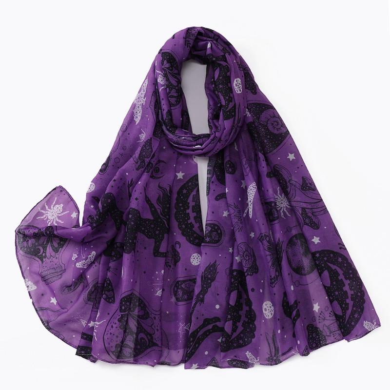 Halloween digital printing polyester scarf thin shawl summer silk scarf women's fashion breathable long scarf