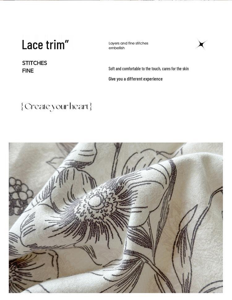 100% Cotton Extra Thick Warm Flannel Lace Winter Set - 4 Pieces