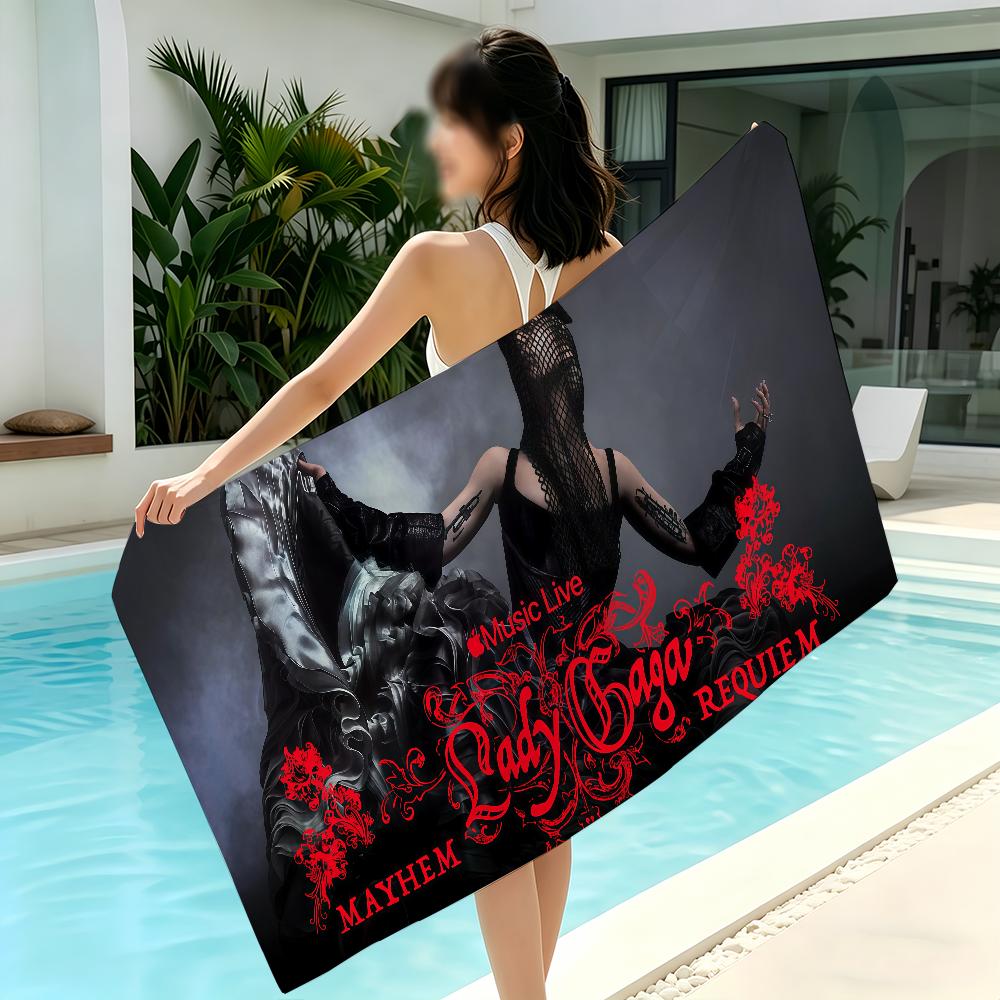Singer Lady Gaga Towel Beach Towels Yoga Gym Lightweight Portable For Swimming Shower Travel Sports Accessories Sandproof