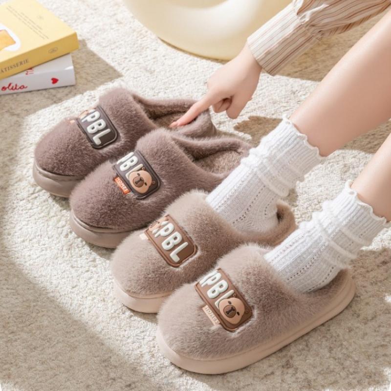 Cartoon New Cotton Slippers for Men and Women Fashion Thick-soled Plus Velvet To Keep Warm Autumn and Winter Cotton Slippers