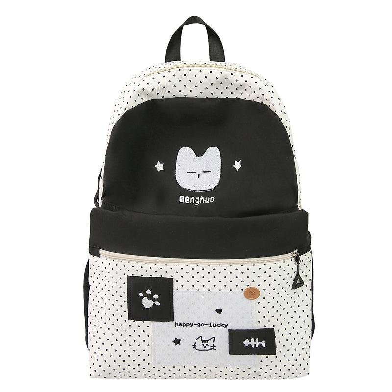 Japanese New High-value, Fresh and Sweet, Cute Cat Broken Store Backpack, Lightweight Spring Outing Backpack for Junior High School Students
