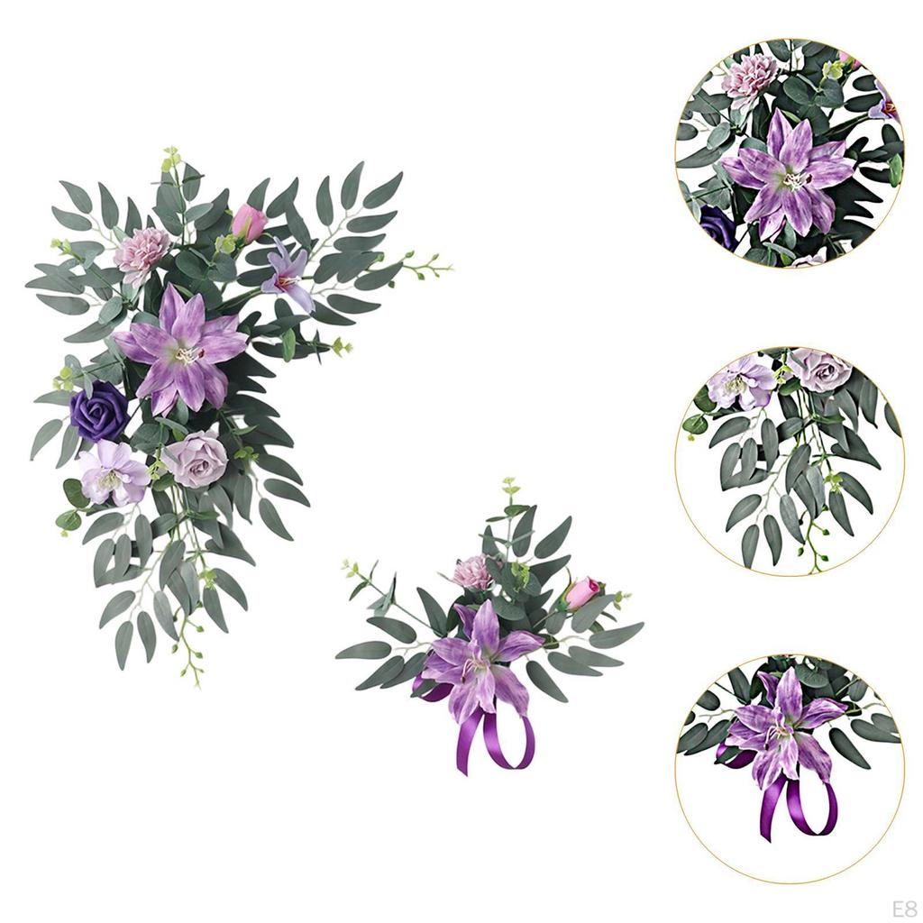 2 Pieces Wedding Arch Flowers Artificial Floral Swags Gifts Versatile Rustic Flower Arrangement