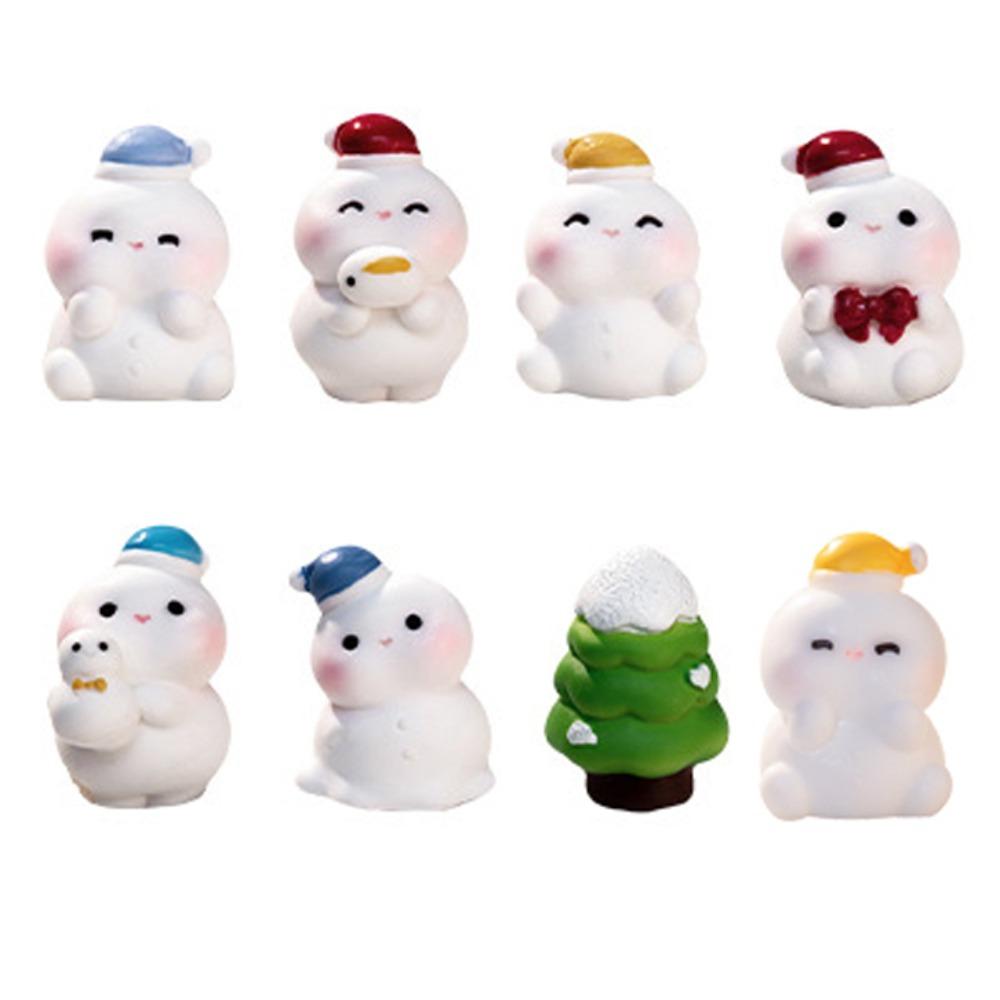 8Pcs DIY Accessories Figurines Snowman Miniature Model High Quality Snowman Statue
