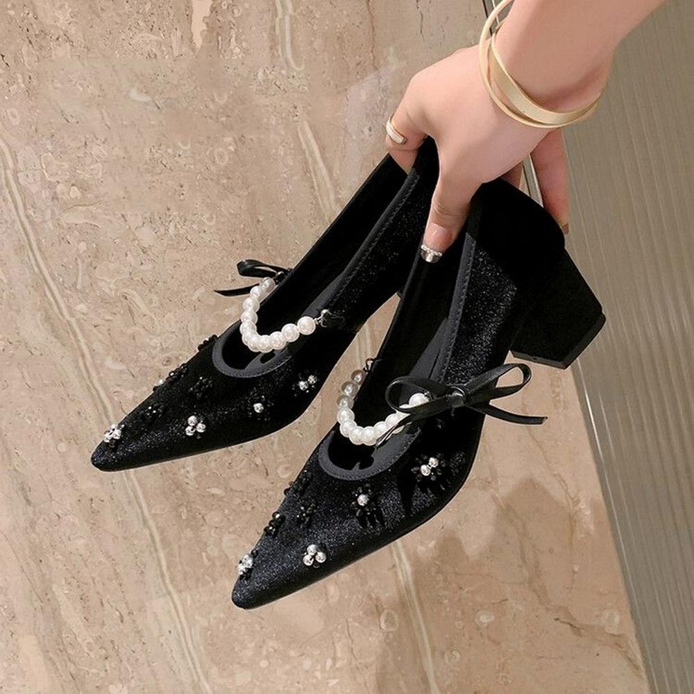 

Мода FHC Французский Новый Стиль Туфли для Работы Офисной Леди, Женские Туфли-Лодочки, Весенние Жемчужные Средние Каблуки. Острый Носок, Без Застежки, Черные, Серые, Дропшиппинг 35 чёрный