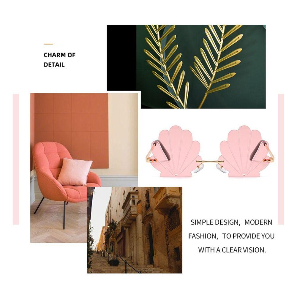 Unique Rimless  Sunglasses Shell Shape Funny Shades Cute Ocean Lens Shades  for Photo Props, Party