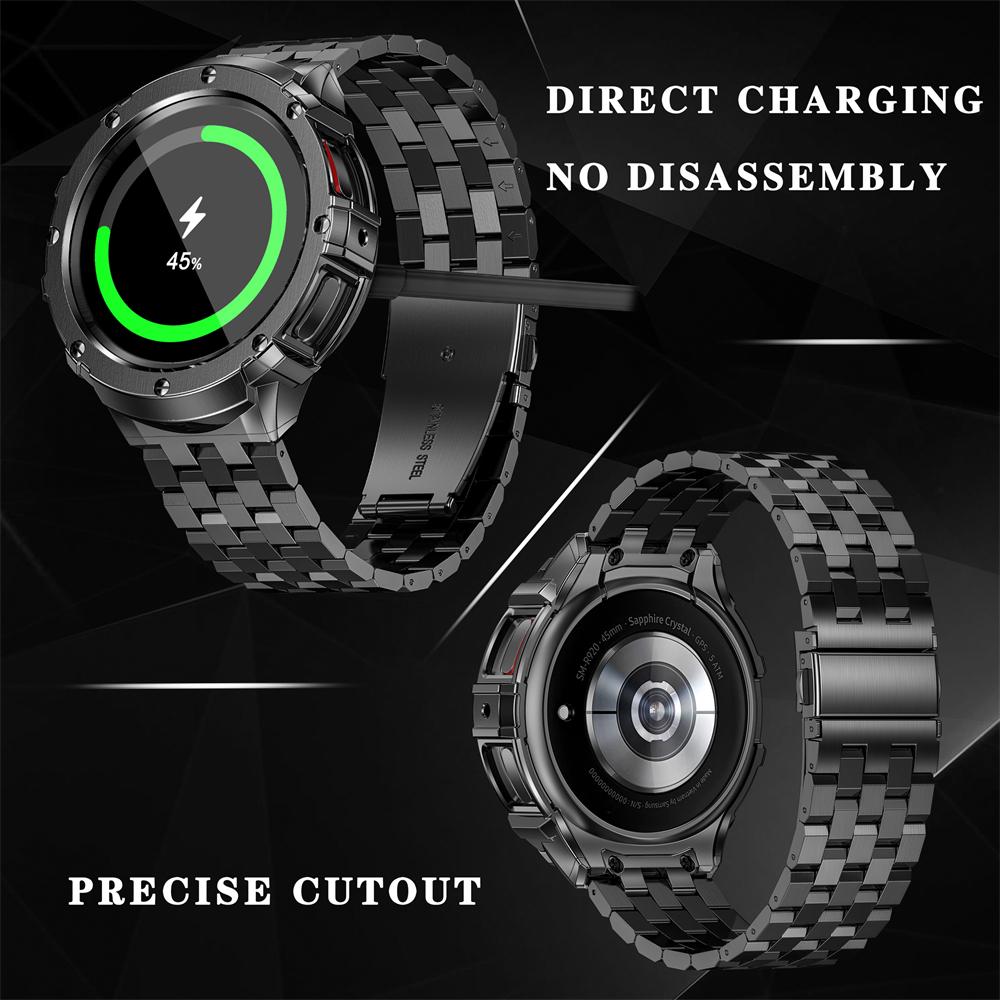 Classic Metal Case+Strap For Samsung Galaxy Watch 5 Pro 45mm Stainless Steel Band Correa Luxury Modification Kit For Samsung Watch 5Pro