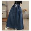 Autumn Winter Women Plus Size Denim Long Skirts Trousers Bottoms Cotton Loose Casual Oversize Denim Blue Skirt