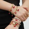Two-Tone 18K Gold-Filled Stainless Steel Cherry Daisy Pendant Bracelet