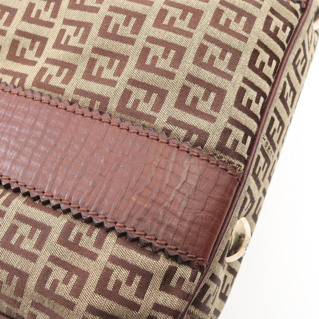 Used FENDI Zucchino Tote Bag 8BH162 canvas leather Beige Brown Used Women