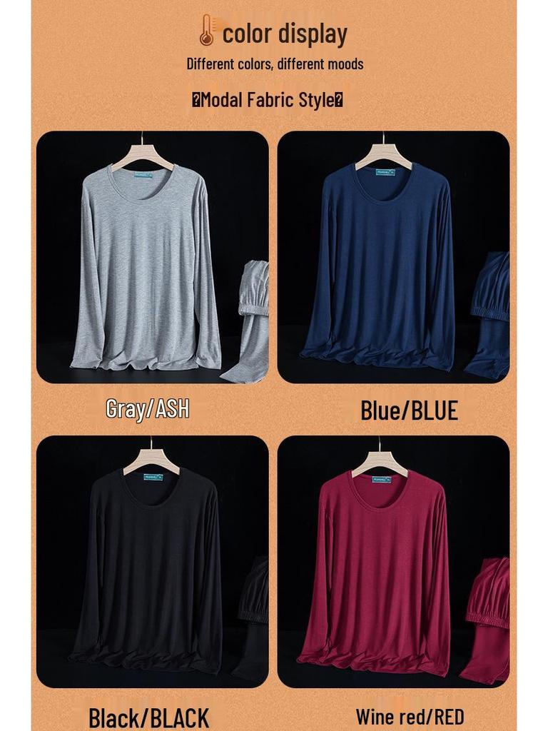 Men's Plus Size Modal Slim Warm Base Layer Autumn/Winter Underwear Set