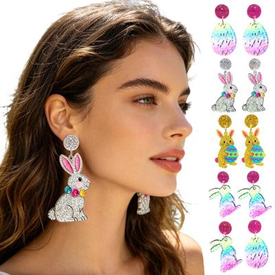 Easter Acrylic Bunny Earrings for Women Glittery and Colorful Rabbit Dangle Earrings Festive Holiday Jewelry for Easter Celebrations Gifts
