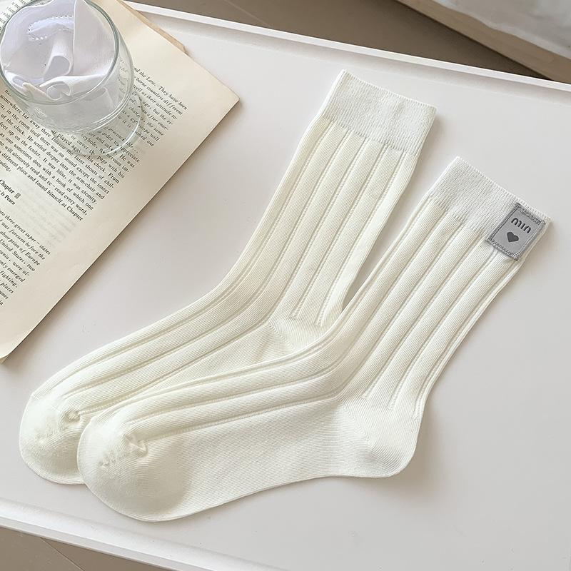 

Женский весенне-летний тренд - простые и все виды носков из хлопка с логотипом для ношения в трубе 1 pair белый