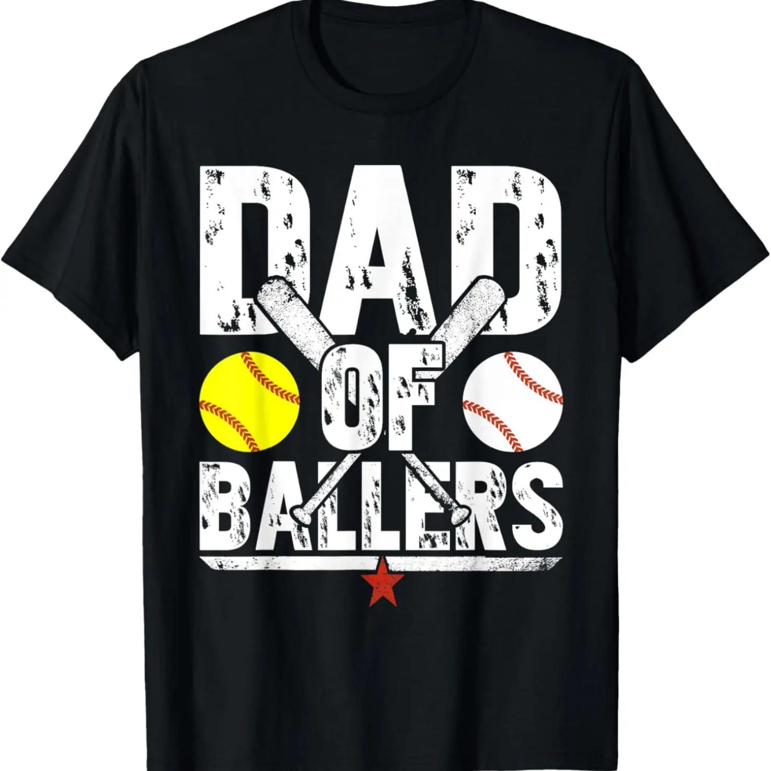 Dad of Ballers Dad of Baseball And Softball Player For Dad T-Shirt S