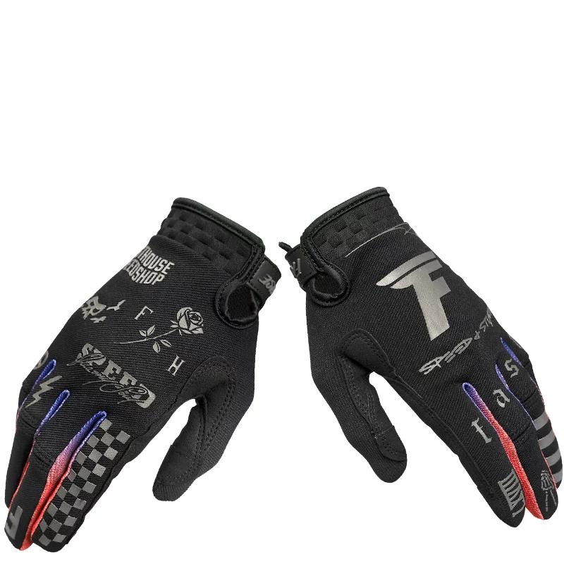 2024 Touch Screen New Red Black Men's and Women's Full Finger Thin Bicycle Mountain Cross-Country Outdoor Sports Riding Gloves