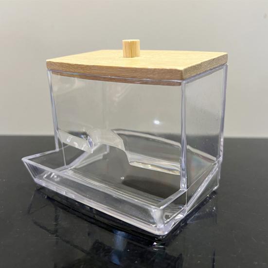 Cotton Swab Storage Box Transparent with Lid Dustproof Square Thickened Large Capacity Lightweight Space-saving Home Dorm Cotton Swab Dental