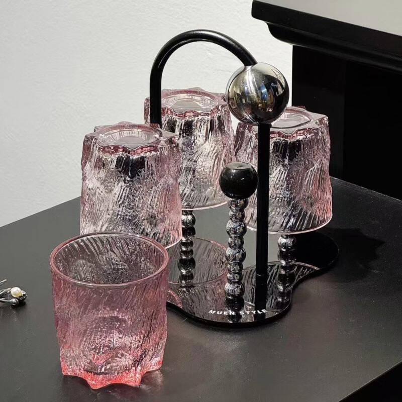Handun Glass Drinking Cup Set with Drain Rack
