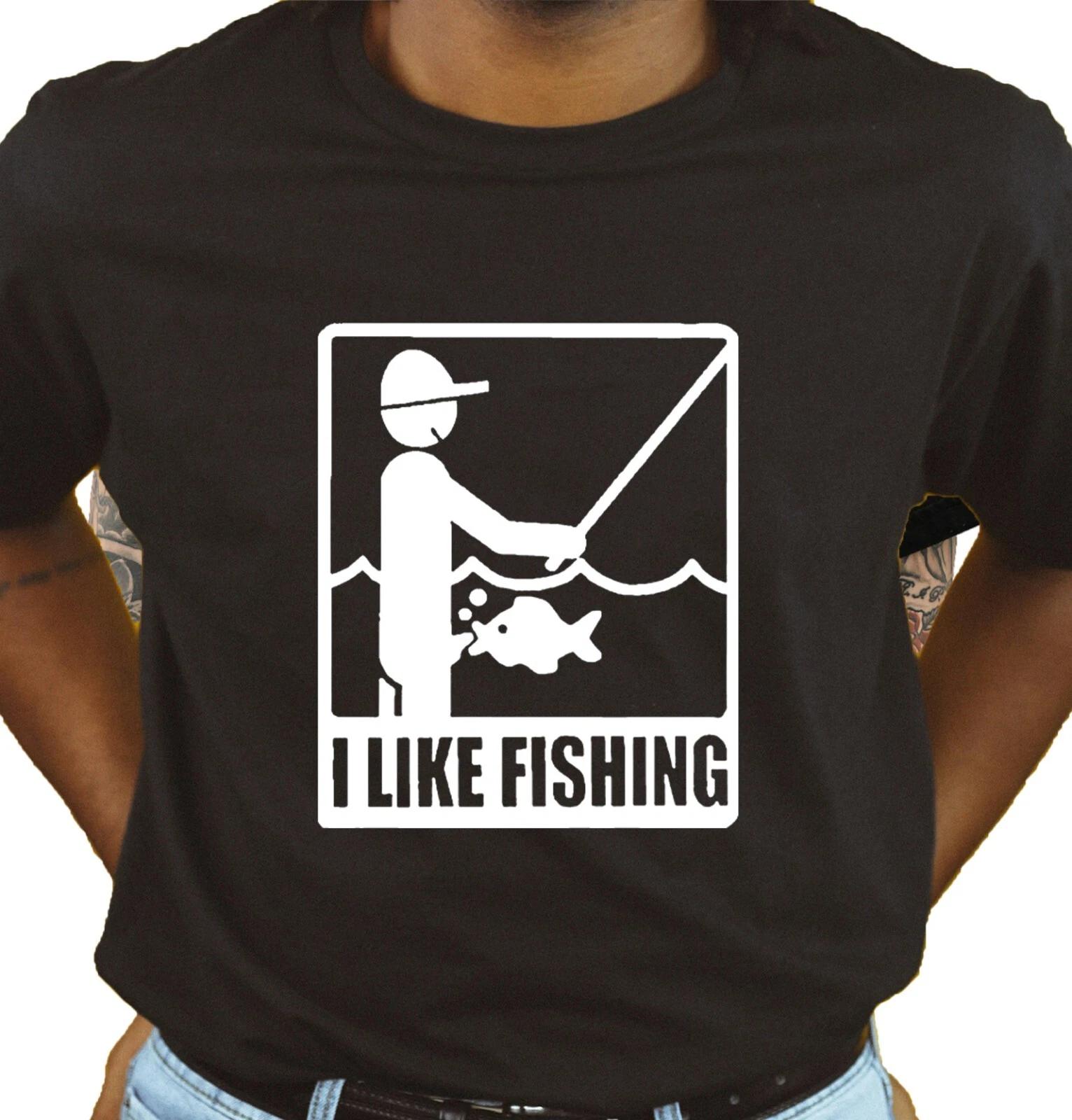 Unisex Slim Fit T-Shirt - I Like Fishing Original Summer Crewneck Slim Fit 4XL