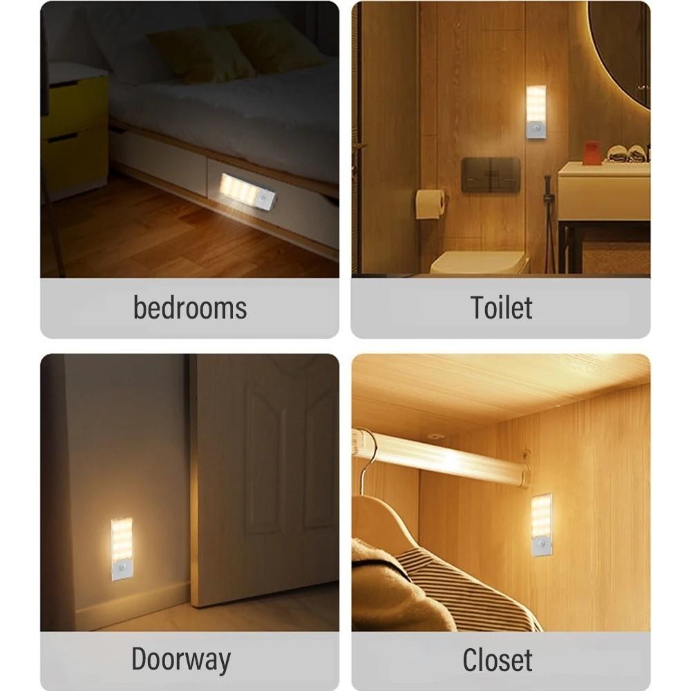 Motion Sensor LED Induction Night Light Rechargeable Cabinet Lamp Magnetic Closet Lights  Baby Room