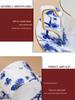 Modro-bílý kostní porcelánový pozlacený šálek na kávu a čaj s podšálkem - Retro design