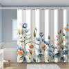1pc Watercolor Floral and Leaf Striped Autumn Print Shower Curtain   Polyester Fabric   Machine Washable   Suitable for Bathroom