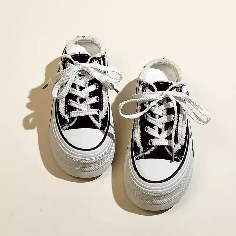

Baotou slippers women s summer outer wear student versatile canvas shoes without heel lazy half slippers platform ins beggar 35