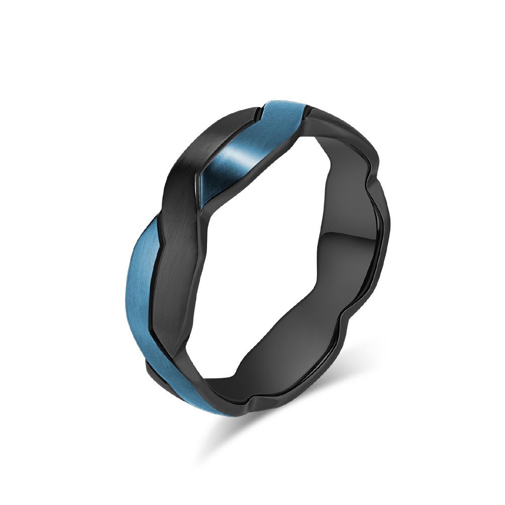 Basic Simple Carving Geometric Weaving Two-tone Titanium Steel Ring Fashion Splicing Personality Matte Stacking Jewellery Couple Finger Ring