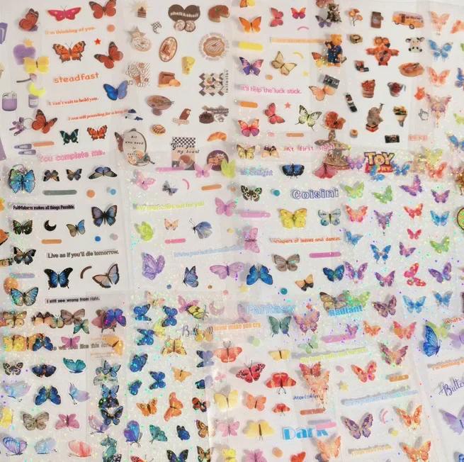 

20Pcs Cute American Retro Shining Laser Cartoon Sticker Scrapbook Journal DIY Cut Film Decal Kawaii Phone Case Camera Decoration