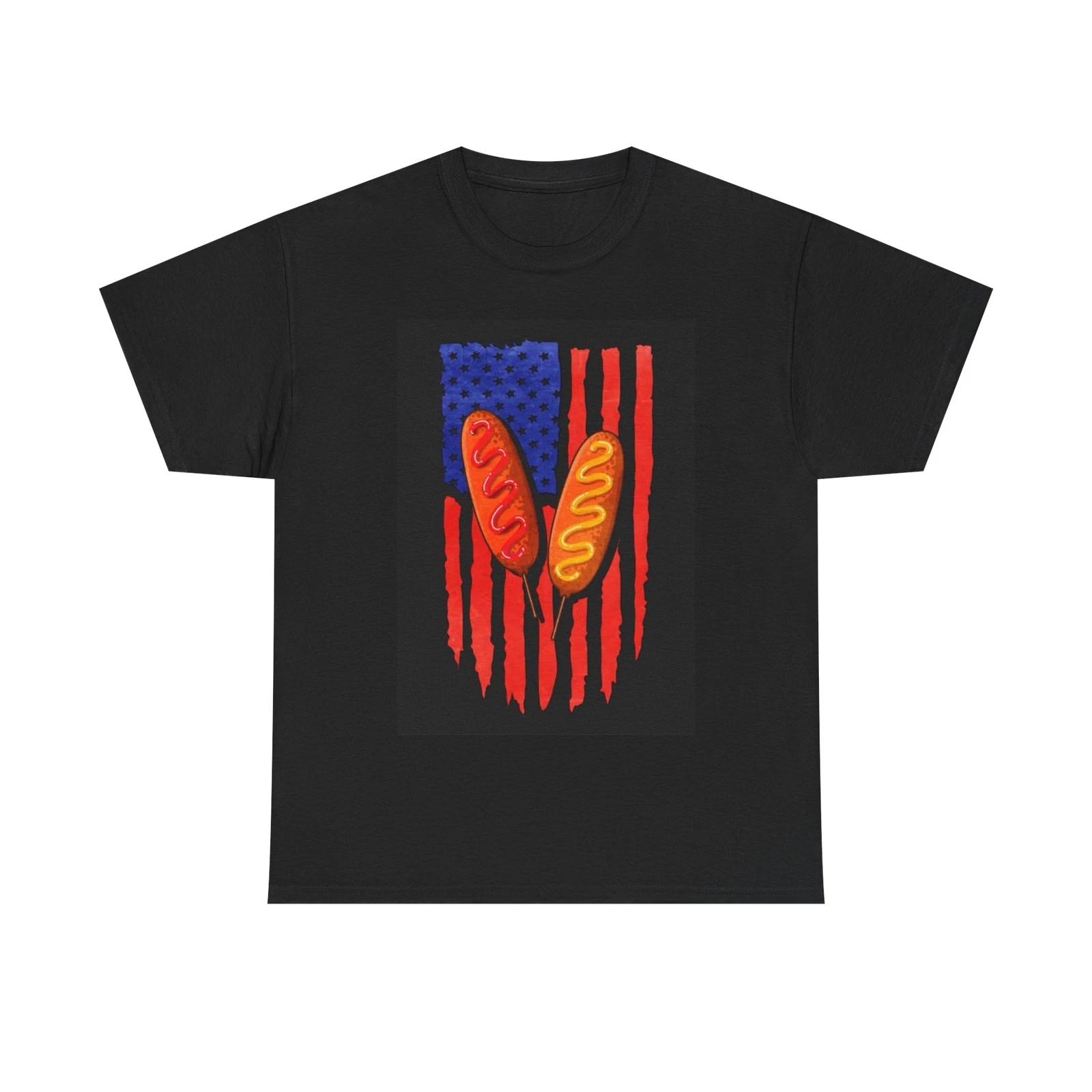 Men s and Women s T-shirts American Flag Corn Dog Love Summer S
