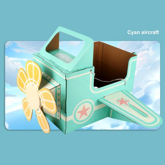 Cardboard Cosplay Toy Hands-on Skill Lovely Wearable Airplane Carton Cartoon Performance Costume Toy for Child
