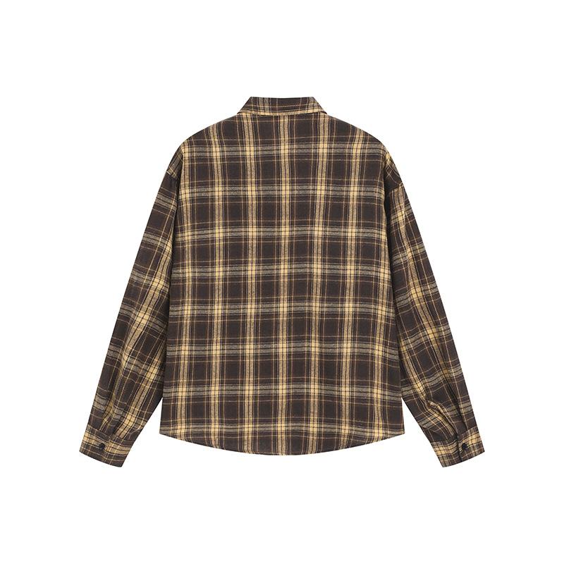 Autumn Men'S Plaid Long Sleeve Shirt Hong Kong Style Men'S Casual Loose Shirt Jacket