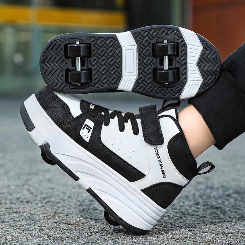 Children's runaway shoes 2025 new double-wheel skates medium and large boys' fashion casual shoes outdoor children's shoes