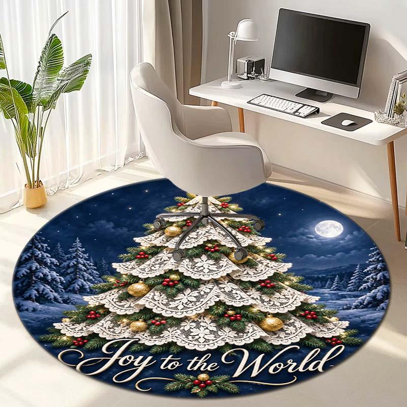Cute Christmas Day Gift Bell Santa Claus Snowman Christmas Tree round rug Home Soft Decorative Anti slip Chair Mat Carpet Outdoor Floor Mat Carpet 52