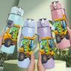 1PC Yellow Construction Excavator 750ml Color Plastic Sports Water Bottle Leakproof Flip Straw Lid Suitable for Sports Office Home Use