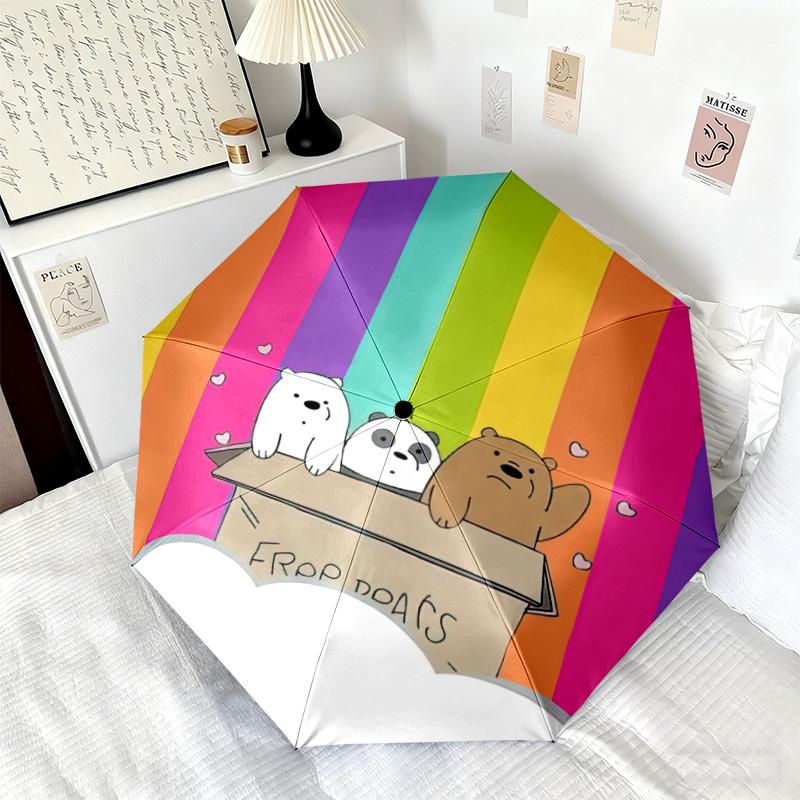 Cute Cartoon Bear Panda Box Umbrella Suitable All Seasons Home Travel Outdoor Activities Multi Functional Umbrella Folding Umbrella