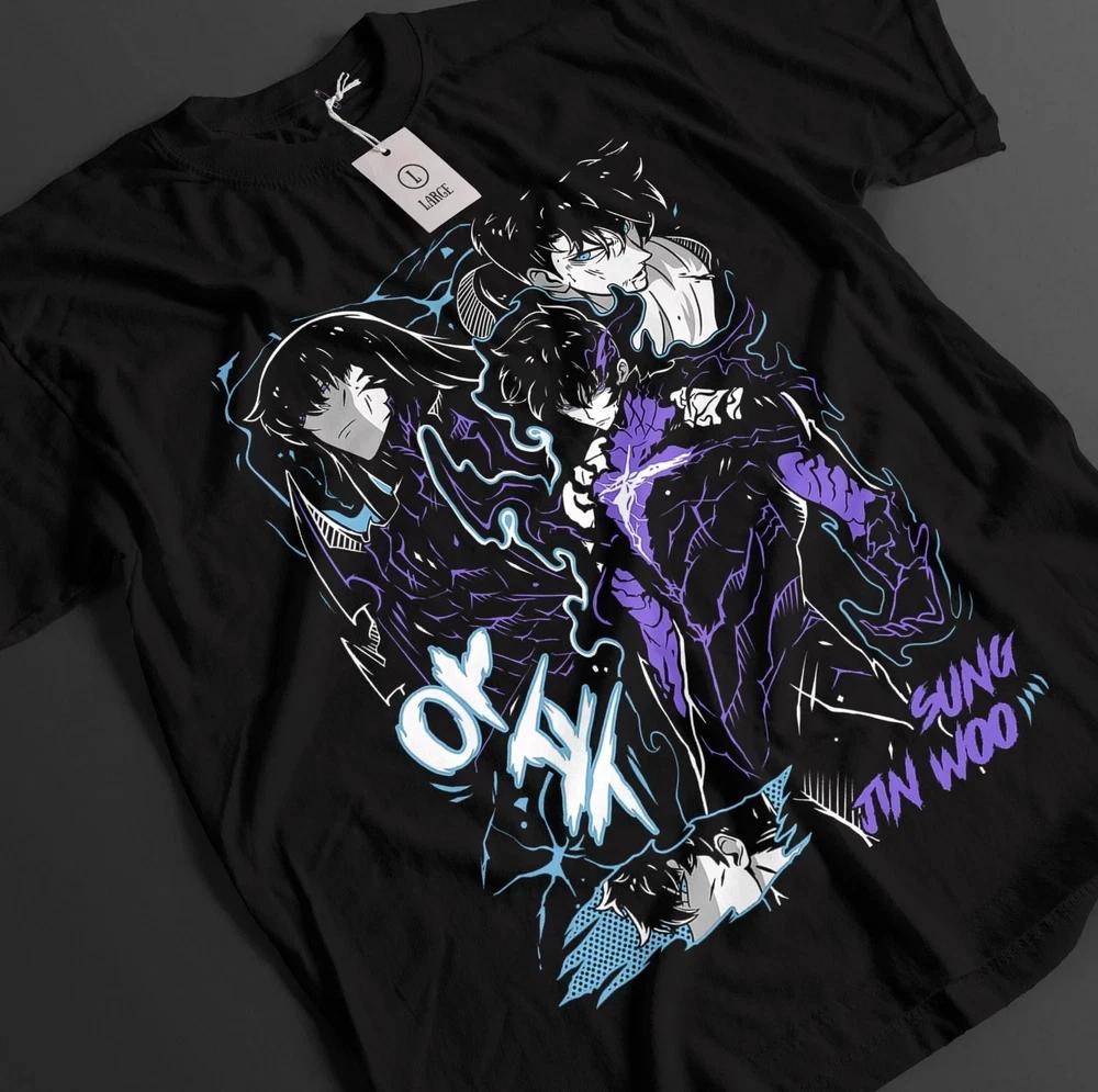 Solo Leveling Anime Sung Jinwoo Shadows King Black Tshirt S