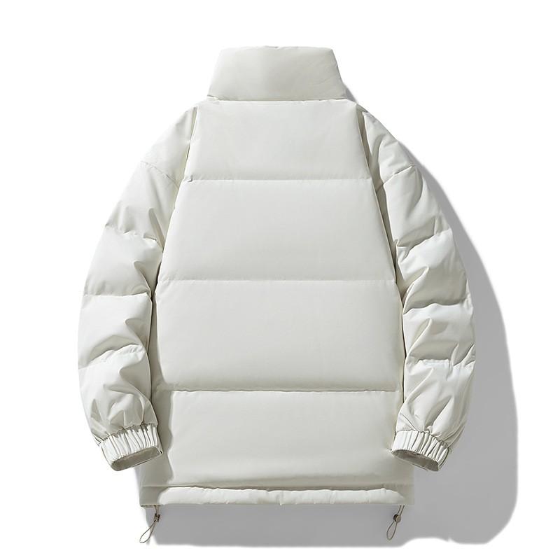 Unisex Down Jacket Winter Warm Loose Stand Collar Hoodless Puffer Coat Men Women 80-85% White Duck
