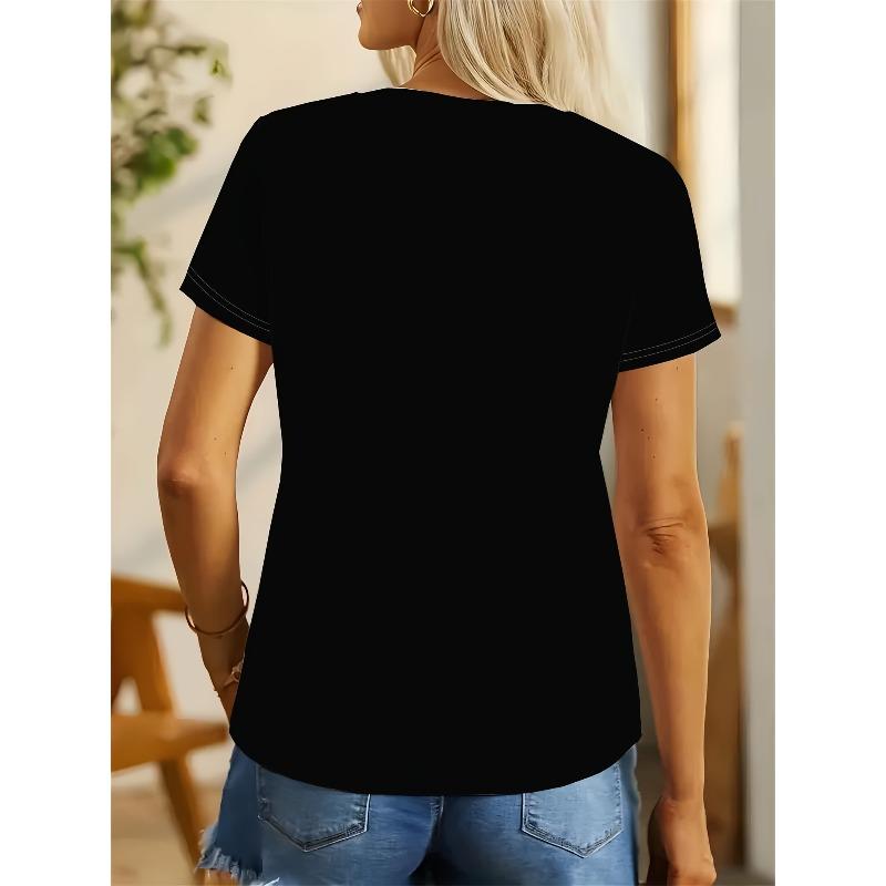 Womens Cute Kitten Duckling Graphic Tee Soft Black Pet Lover Print Short Sleeve Casual Top Spring Fall Everyday Wear Machine Washable