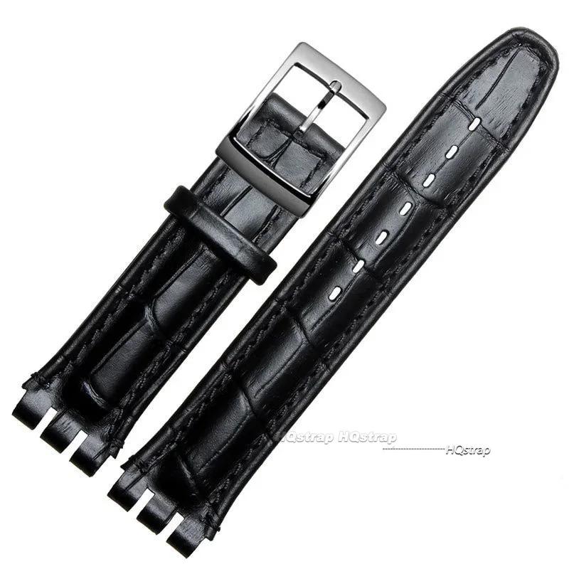 Cinturino per Swatch in Vera Pelle Uomo Donna 17mm 19mm Braccialetto Resistente al Sudore Cinturino di Alta Qualità Accessori per Orologi