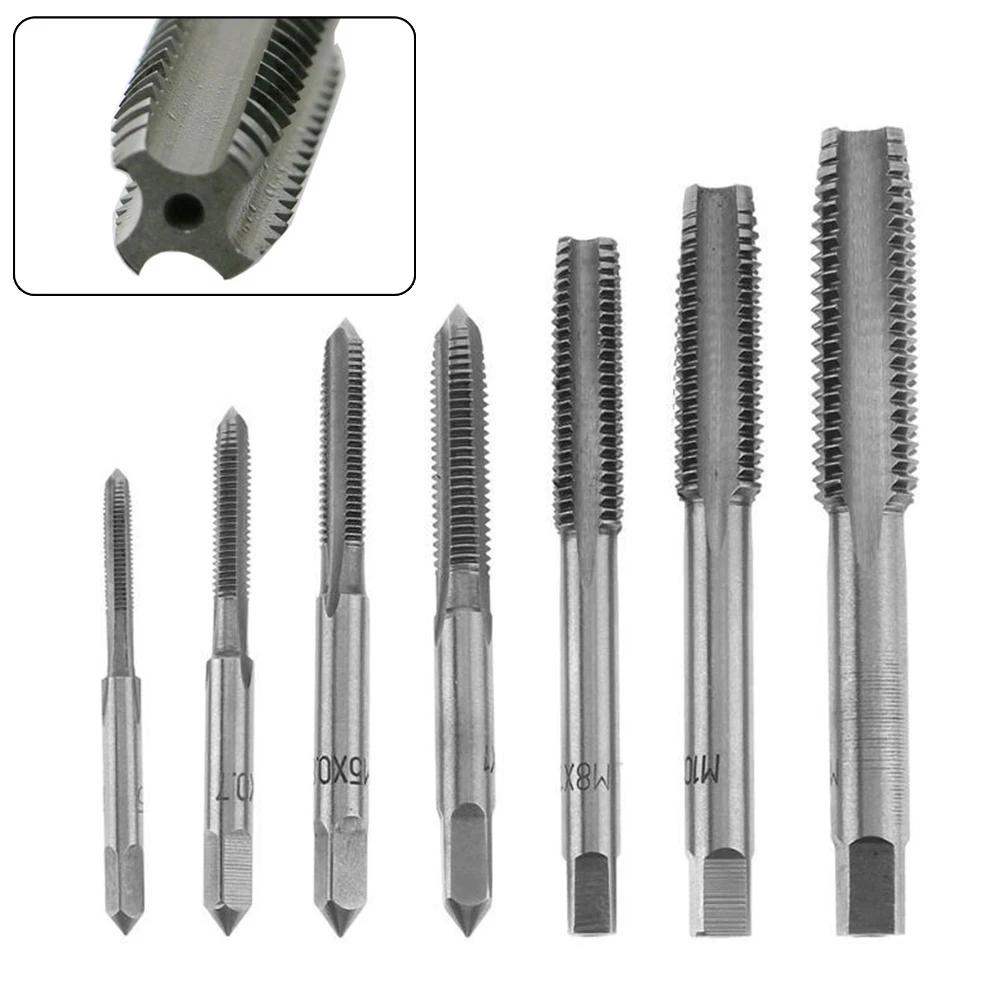 

7Pcs HSS Tap Drill Bit For M3 M5 M6 M8 M10 Metric Straight Fluted Screw Thread Tap Drill Bits Set Hand Screw Tap Drill Bits