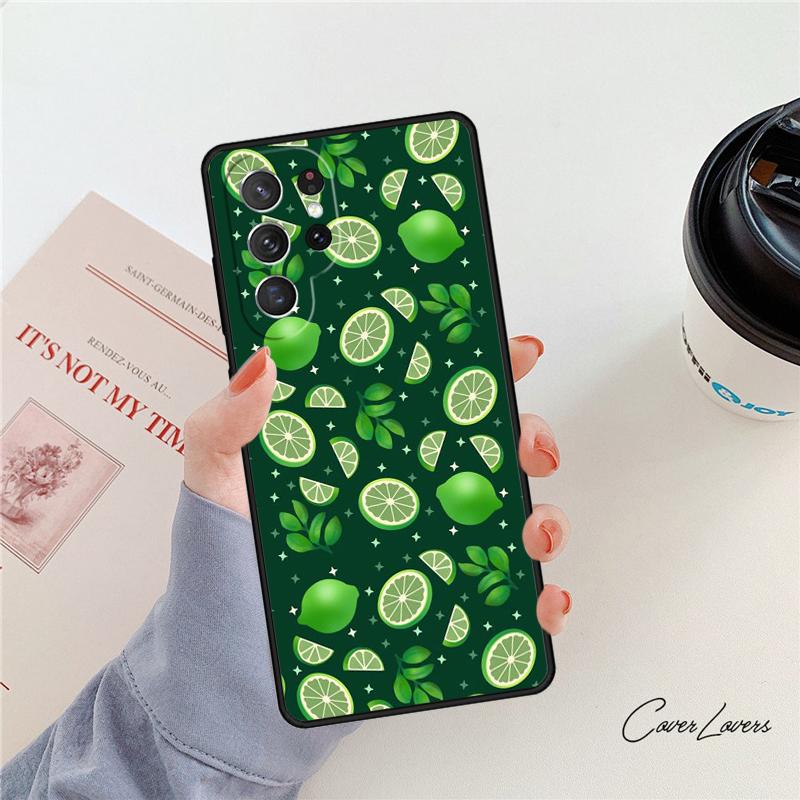 Summer Lemon and Leaf phone case For Samsung Galaxy S24 S25 S23 S22 Ultra Note 10 20 Plus S20 S21 FE Cover