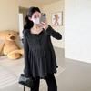 2026 Spring/Autumn Korean Style Maternity Sequin Knit Top: Belly Covering, Slimming, Elastic Fit