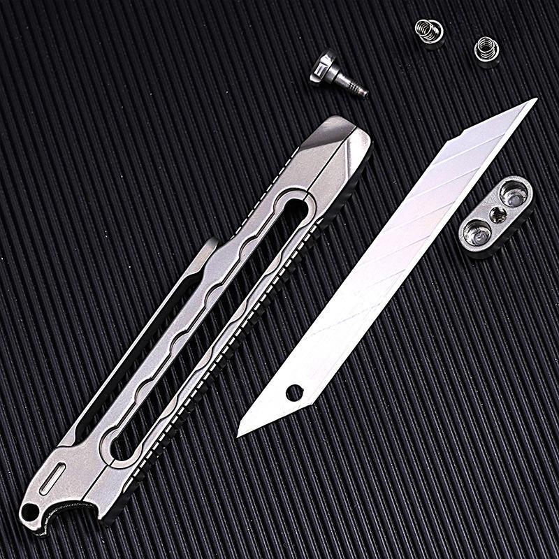 Upgrade Art Telescopic Utility Knife Titanium Alloy Handle Bottle Opener Paper Cutter Pocket Tools GIFT 10PCS Replaceable Blade