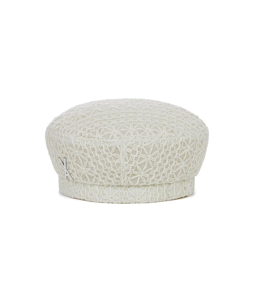 Bajal Epoxy Stud See-Through Beret White
