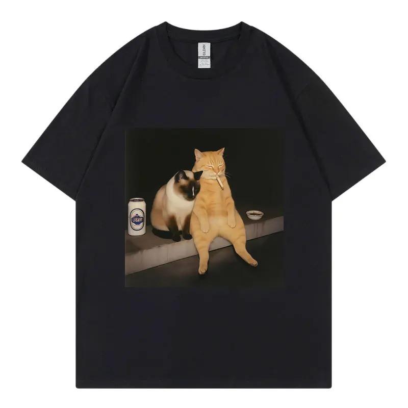 Cool Cat Fashion Casual Short Sleeve TShirt Streetwear Unisex Harajuku Y2K Fashion Casual Loose Cotton Summer New TShirt