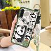 Shockproof Wrist Strap Phone Case For LG Velvet 4G/5G Silicone Soft Case Durable Kickstand Cartoon Lanyard Panda Ring