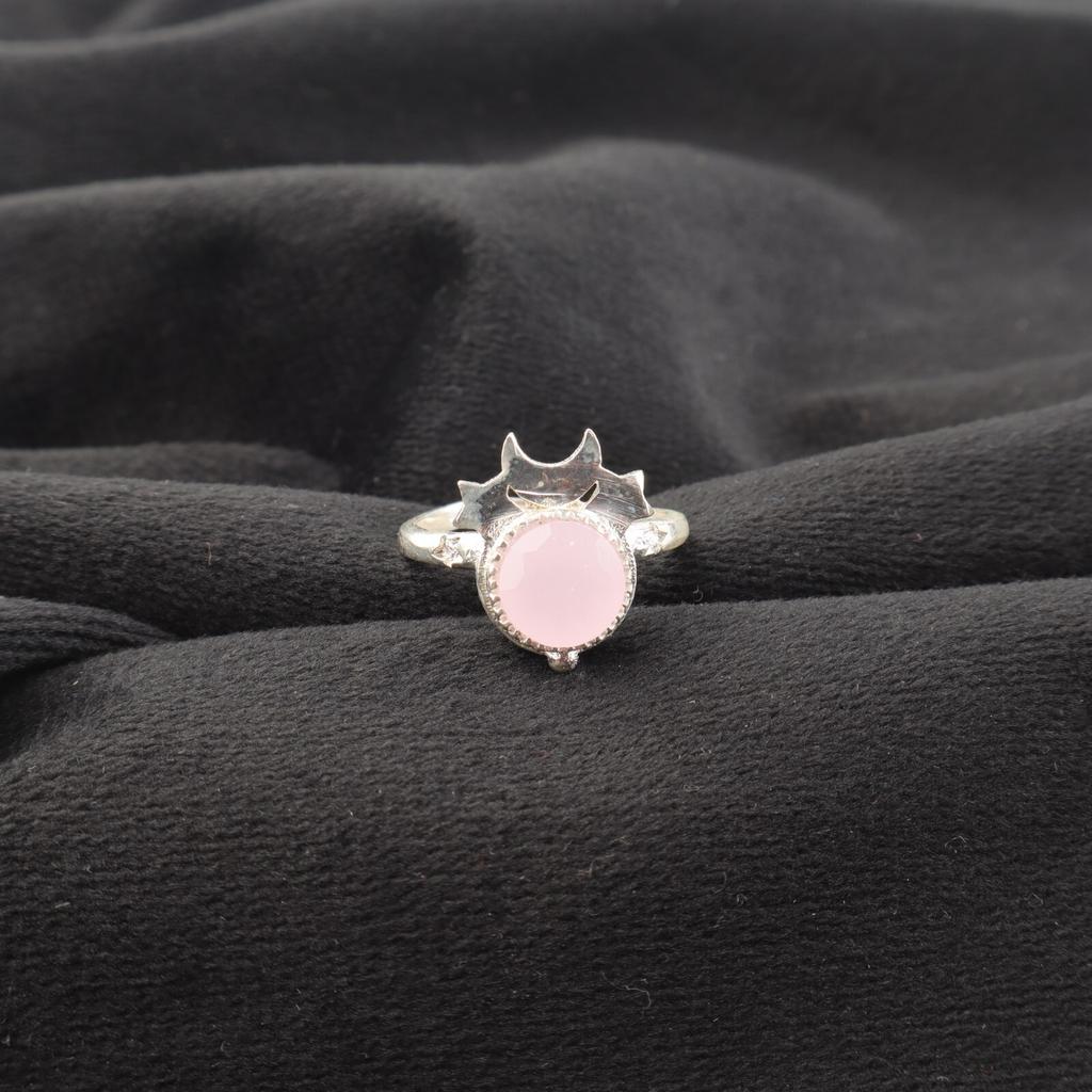 Natural Rose Chalcedony Gemstone 925 Sterling Silver Jewelry Handmade Women Ring RR-67-15
