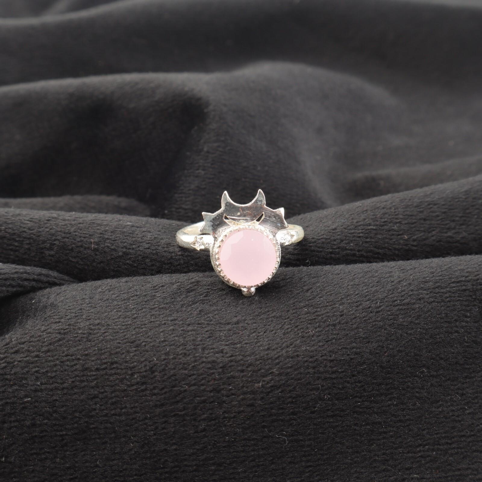 

Natural Rose Chalcedony Gemstone 925 Sterling Silver Jewelry Handmade Women Ring RR-67-15 13